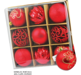 NATAL BOLA KIT CAIXA DEC.SORT.8CM C/9 NTB85421